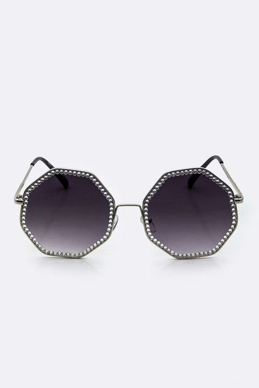 Austrian Crystal Octagon Oversize Sunglasses