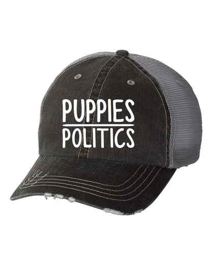 Puppies over Politics Embroidered Trucker