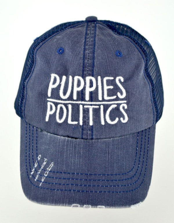 Puppies over Politics Embroidered Trucker