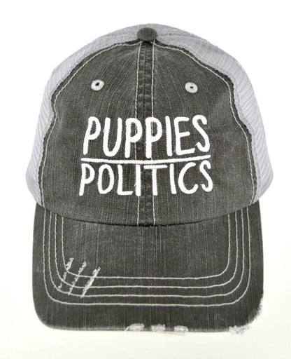 Puppies over Politics Embroidered Trucker