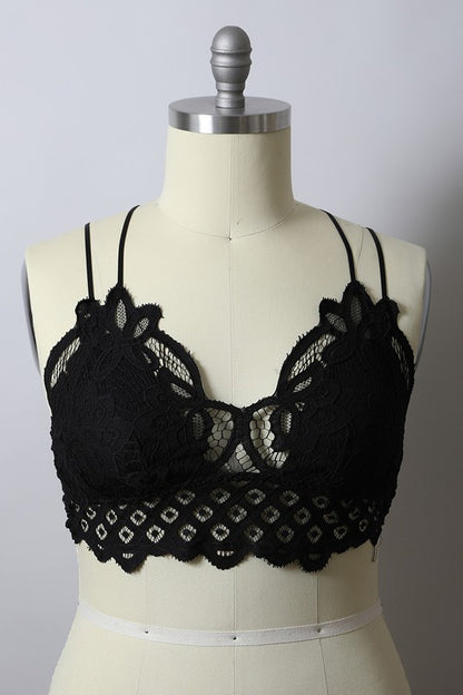 X-Large Padded Crochet Lace Longline Bralette