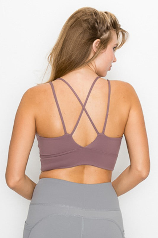 Cross Back Front Slit Sports Bra