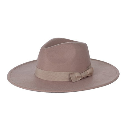 Wide Brim Ribbon Fedora Hat