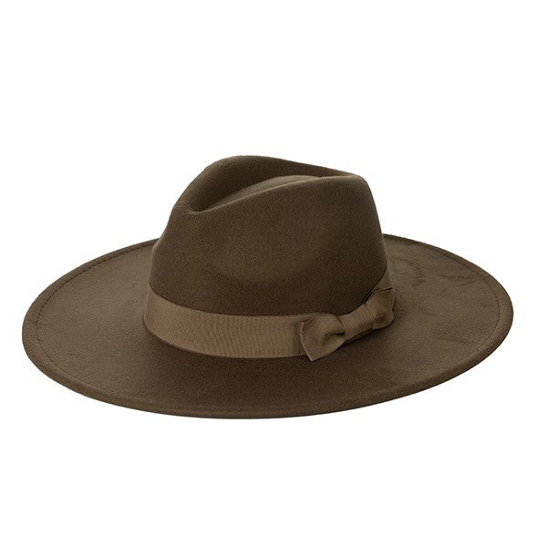 Wide Brim Ribbon Fedora Hat