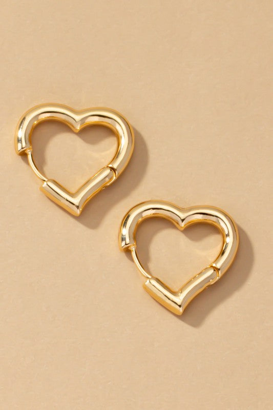 Heart shape hinged hoop earrings