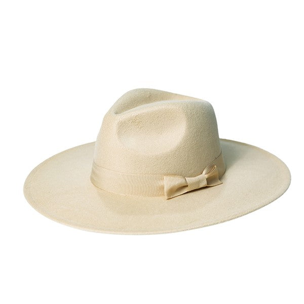 Wide Brim Ribbon Fedora Hat