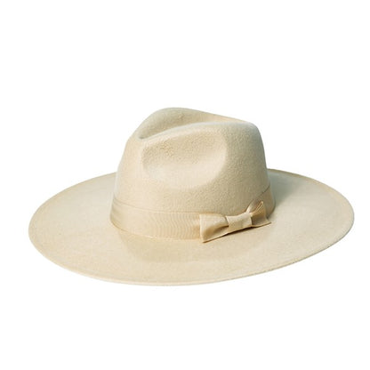 Wide Brim Ribbon Fedora Hat