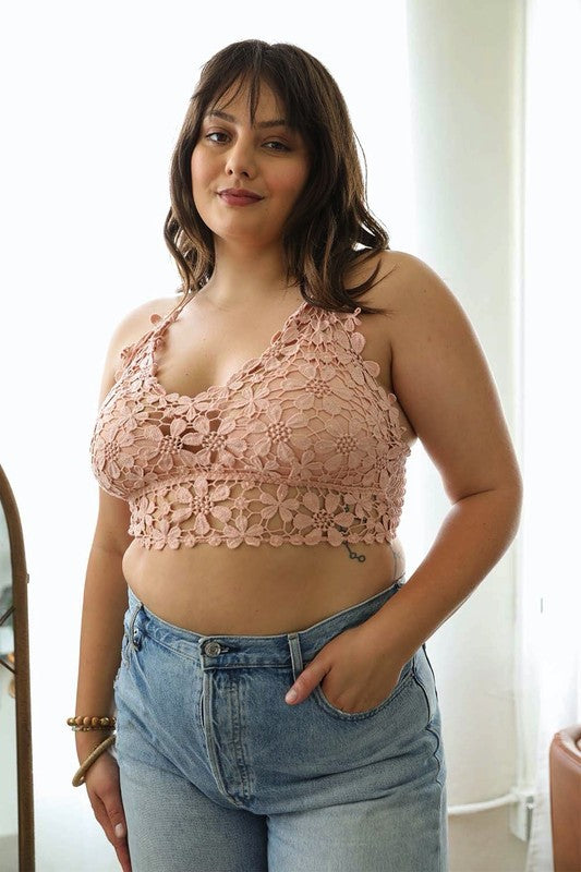 Crochet Daisy Longline Bralette Plus size