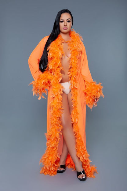 Glamour Boa Feather Trim Robe Sexy