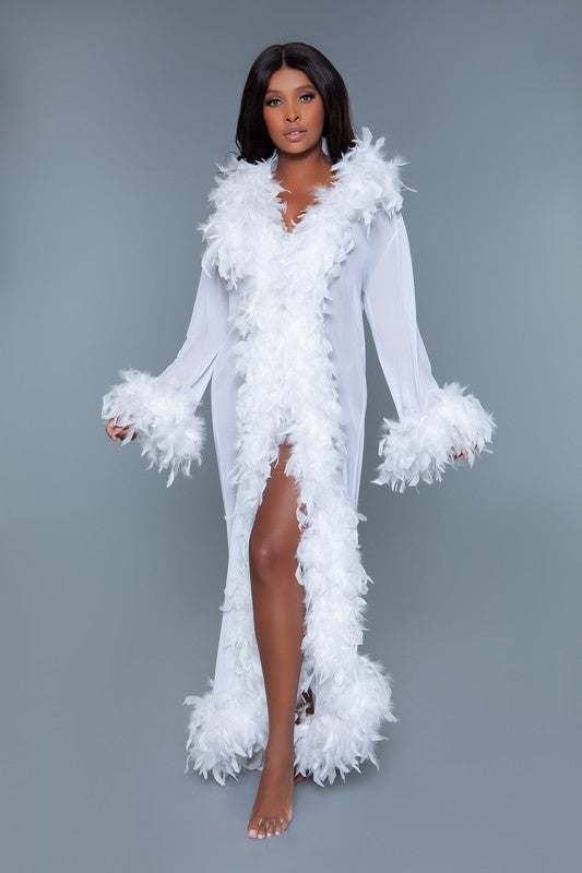 Glamour Boa Feather Trim Robe Sexy