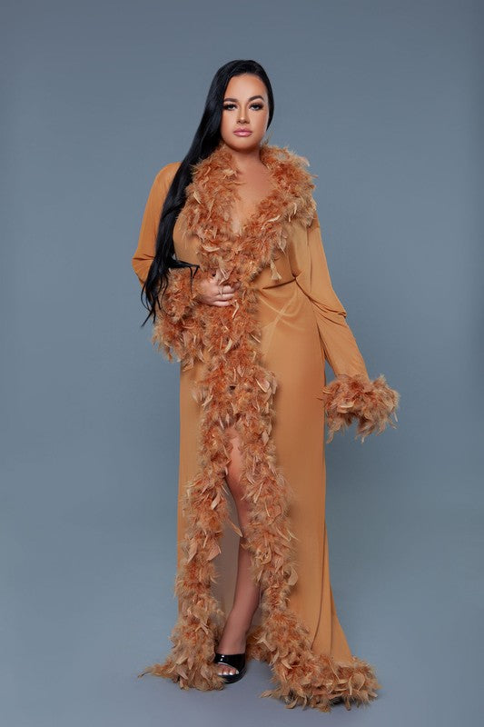 Glamour Boa Feather Trim Robe Sexy