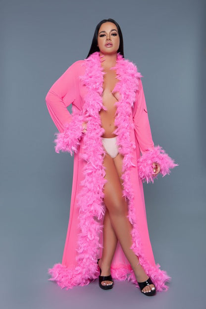 Glamour Boa Feather Trim Robe Sexy