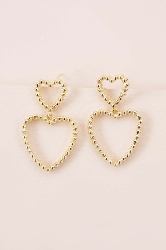 Cara Gold Heart Drop Earrings