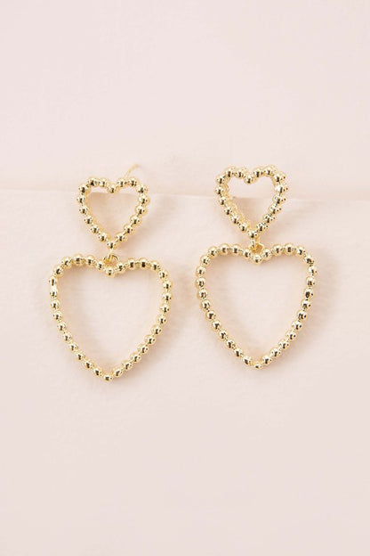 Cara Gold Heart Drop Earrings