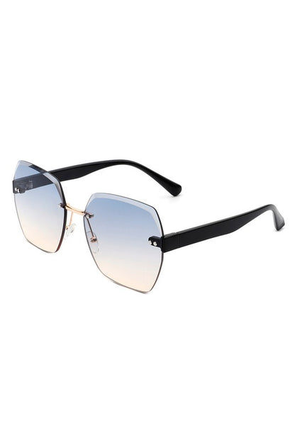 Oversize Square Geometric Rimless Sunglasses