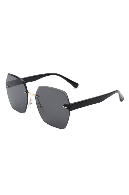 Oversize Square Geometric Rimless Sunglasses