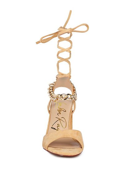 Gone Girl Metal Chain Lace Up Sandals