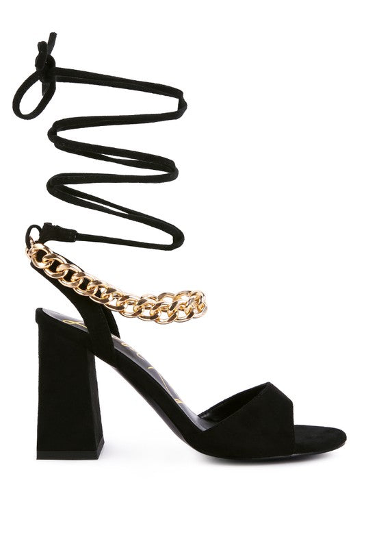 Gone Girl Metal Chain Lace Up Sandals