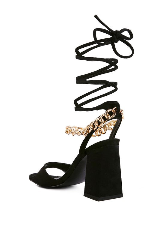 Gone Girl Metal Chain Lace Up Sandals