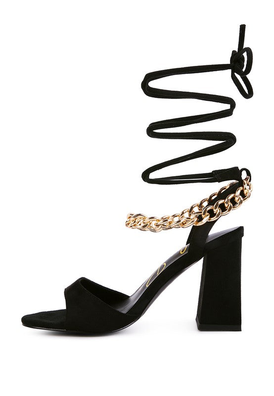 Gone Girl Metal Chain Lace Up Sandals