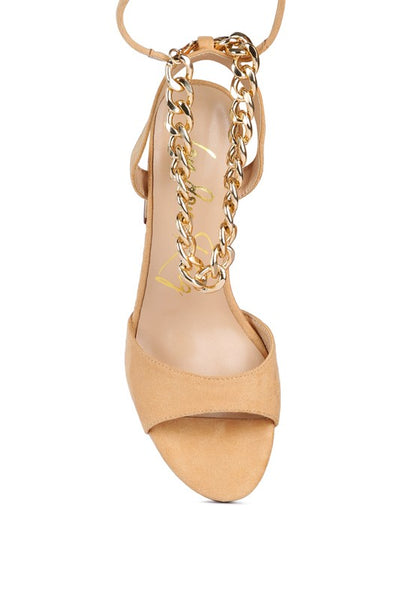 Gone Girl Metal Chain Lace Up Sandals