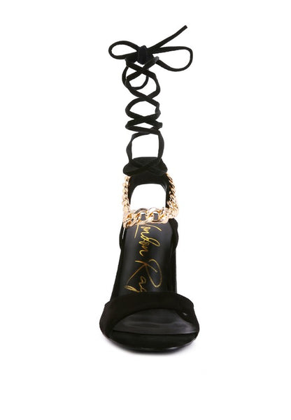 Gone Girl Metal Chain Lace Up Sandals