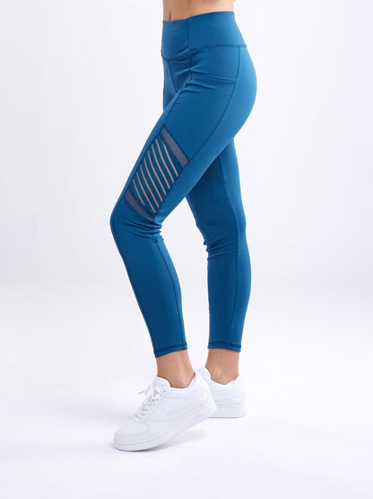 High-Waisted Workout Leggings with Mesh Panels