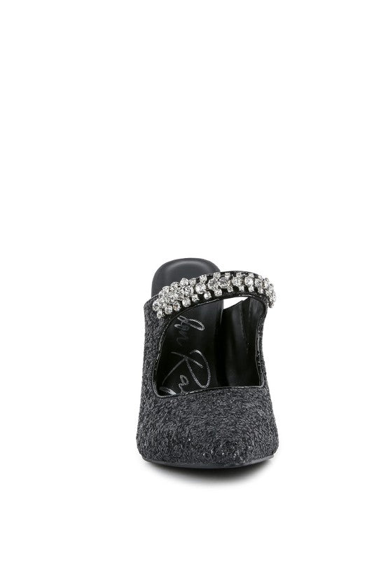 Twinklet Glitter Diamante High Heeled Sandals