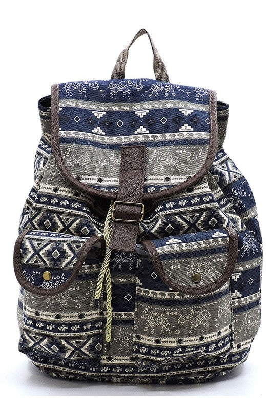 Tribal Printed Canvas Backpack