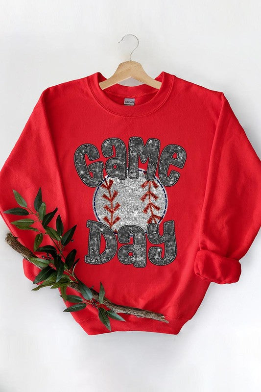 Baseball Game Day Faux Graphic Sweatshirts