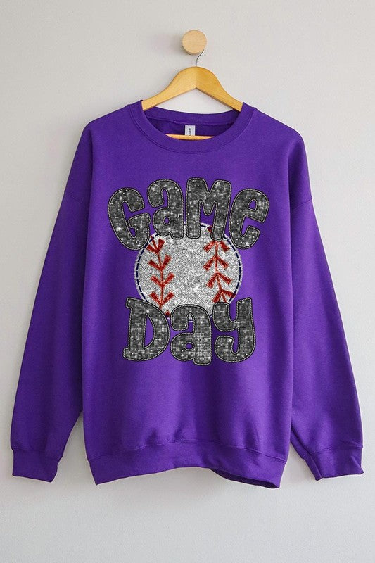 Baseball Game Day Faux Graphic Sweatshirts