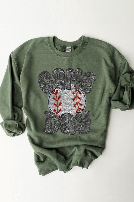 Baseball Game Day Faux Graphic Sweatshirts