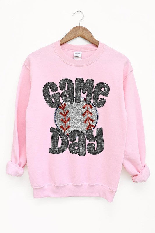 Baseball Game Day Faux Graphic Sweatshirts