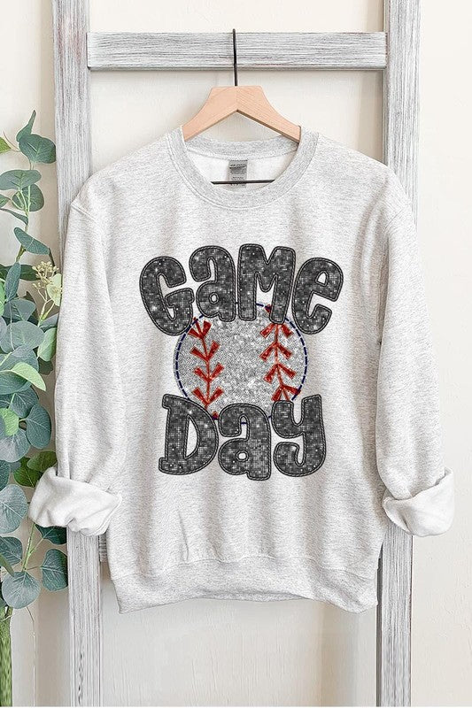 Baseball Game Day Faux Graphic Sweatshirts