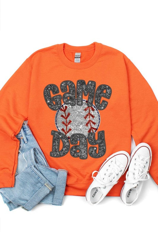 Baseball Game Day Faux Graphic Sweatshirts