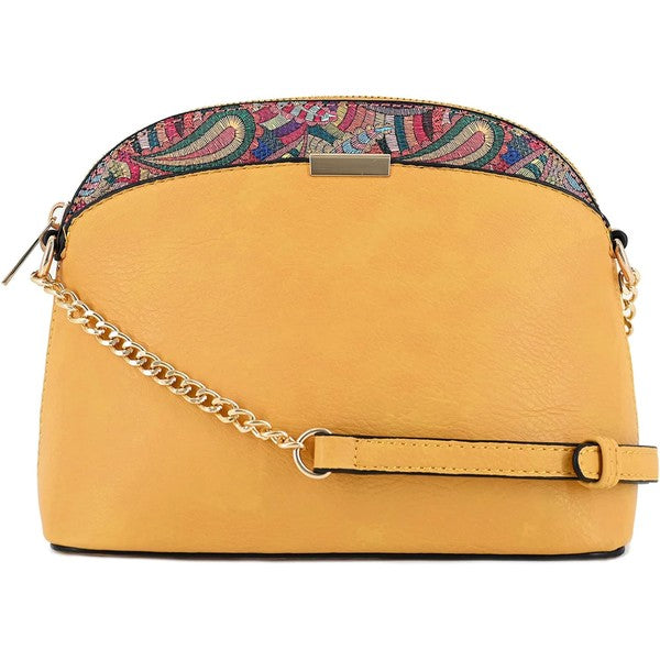 Paisley Accent Small Dome Crossbody Bag