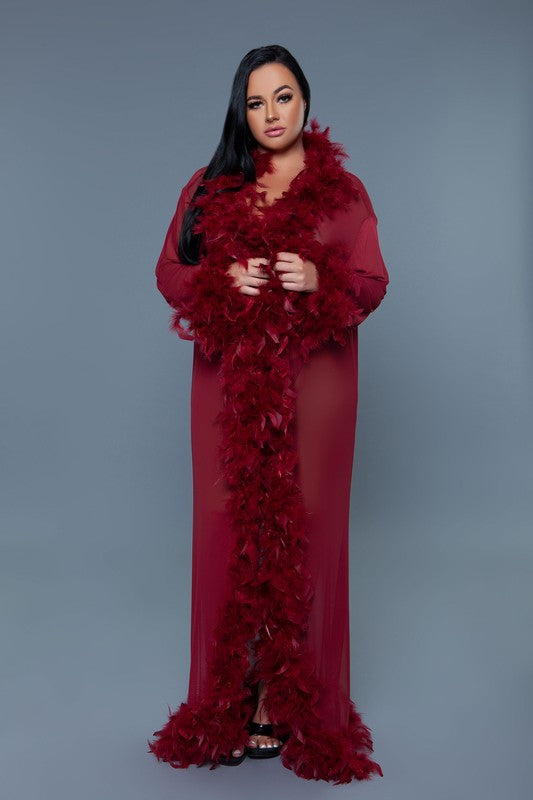 Glamour Boa Feather Trim Robe Sexy