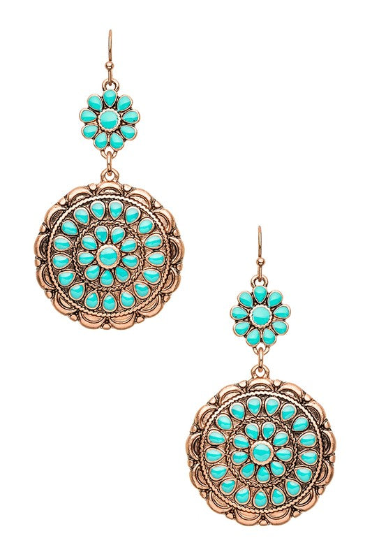 Turquoise Western Drop Earrings