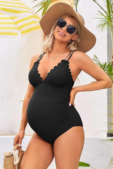 Ruch Scallop V Neck One Piece Maternity Swimsuit