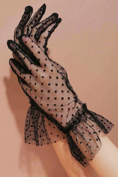 Polkadot Ruffle Lace Gloves