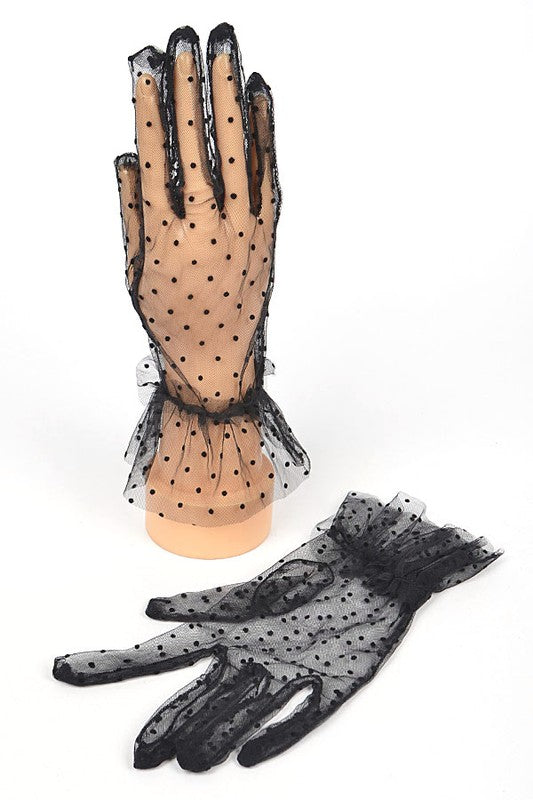 Polkadot Ruffle Lace Gloves