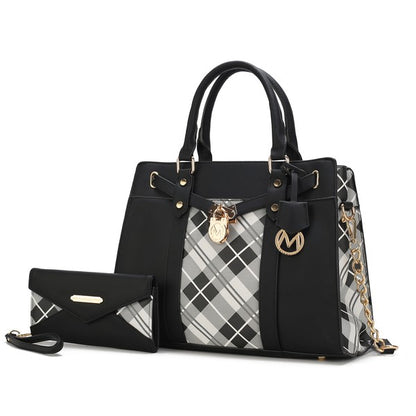 MKF Christine Plaid Satchel Bag with  Wallet