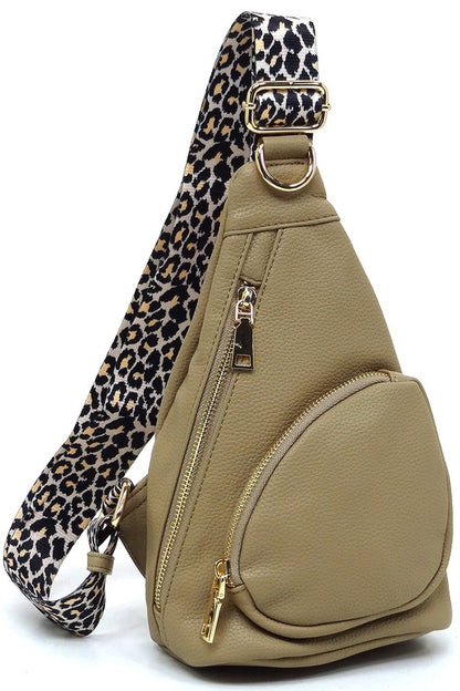 Leopard Strap Sling Backpack