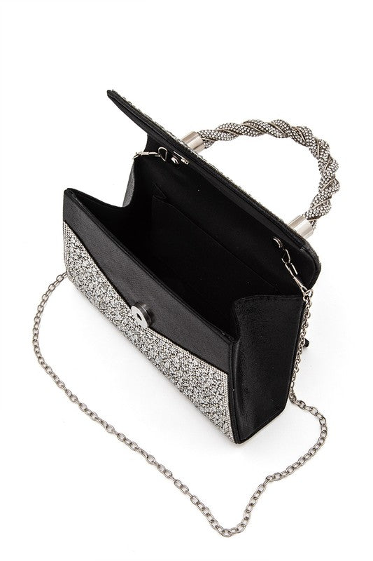 Statement Rhinestone Top Handle Clutch Bag