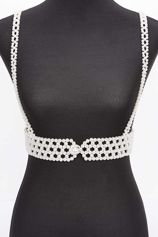 Braided Faux Pearl Harness Belt