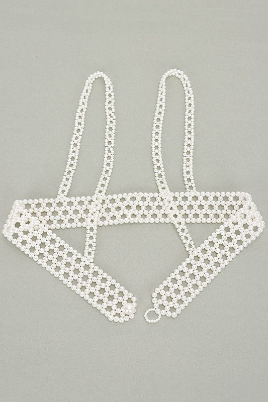 Braided Faux Pearl Harness Belt