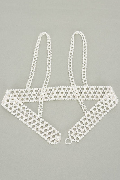 Braided Faux Pearl Harness Belt