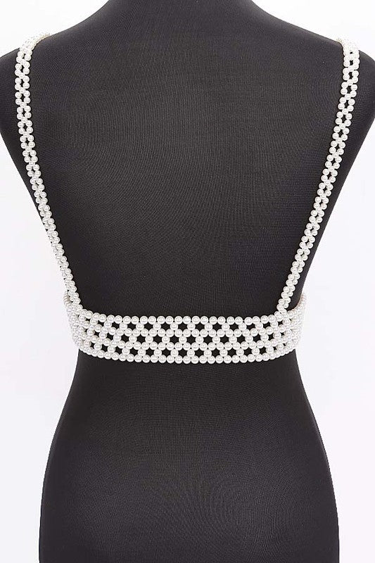 Braided Faux Pearl Harness Belt