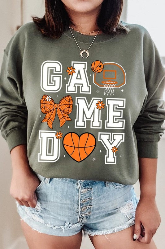 Basketball Game Day Graphic Fleece Sweatshirt