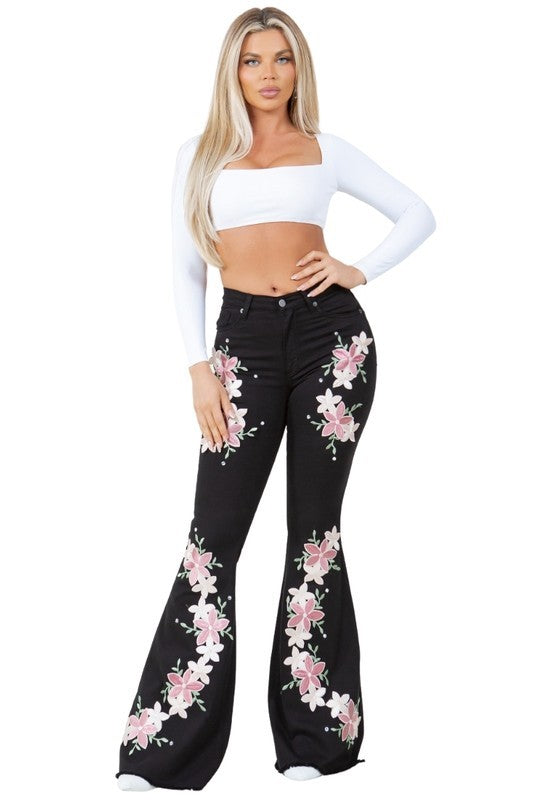 Floral Bell Bottom Jean